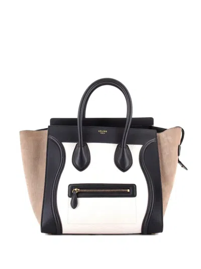 Pre-owned Celine Tricolor Luggage Bag Leather Mini Tote Bag In Black