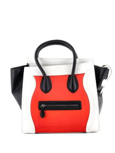 Pre-owned Celine Tricolor Luggage Bag Leather Mini Tote Bag In Black
