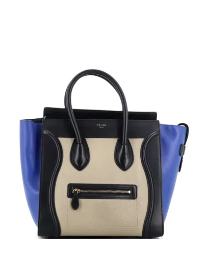 Pre-owned Celine Tricolor Luggage Bag Leather Mini Tote Bag In Black