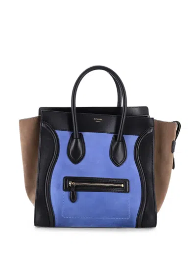 Pre-owned Celine Tricolor Luggage Bag Leather Mini Tote Bag In Black