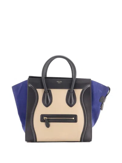 Pre-owned Celine Tricolor Luggage Bag Leather Mini Tote Bag In Black