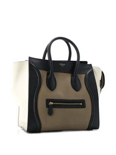 Pre-owned Celine Tricolor Luggage Bag Leather Mini Tote Bag In Brown