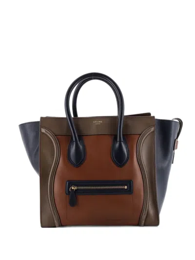 Pre-owned Celine Tricolor Luggage Bag Leather Mini Tote Bag In Brown