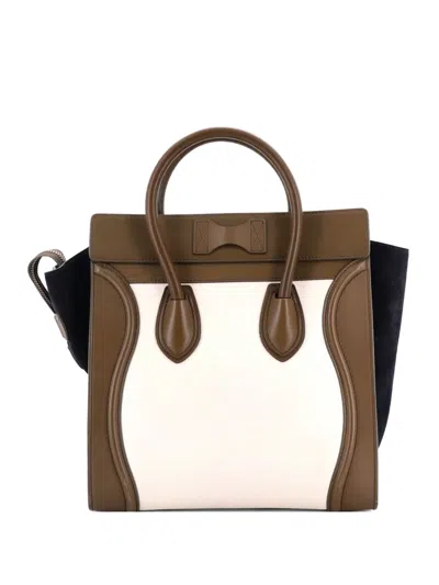 Pre-owned Celine Tricolor Luggage Bag Leather Mini Tote Bag In Neutral