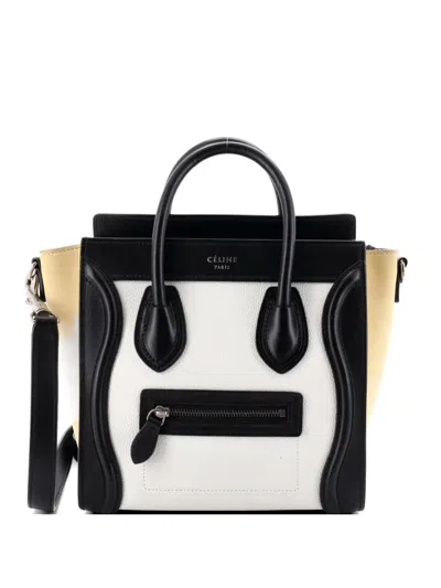 Pre-owned Celine Tricolor Luggage Bag Leather Nano Crossbody Bag In Black