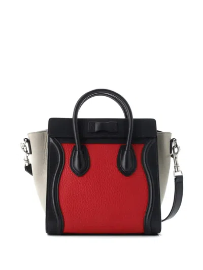 Pre-owned Celine Tricolor Luggage Bag Leather Nano Crossbody Bag In Red