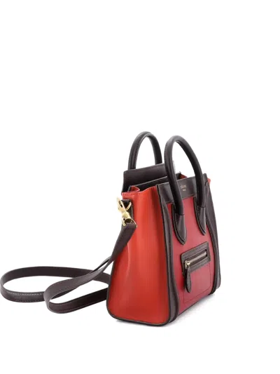 Pre-owned Celine Tricolor Luggage Bag Leather Nano Crossbody Bag In Red