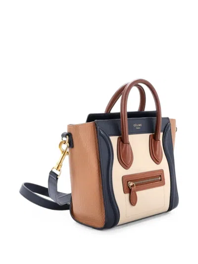 Pre-owned Celine Tricolor Luggage Bag Leather Nano Tote Bag In Multicolour