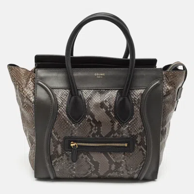 Pre-owned Celine Tricolor Python And Leather Mini Luggage Tote