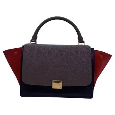 Pre-owned Celine Tricolor Trapeze Bag In Leather And Suede In Black
