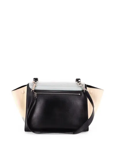 Pre-owned Celine Tricolor Trapeze Bag Leather Medium Satchel In Black