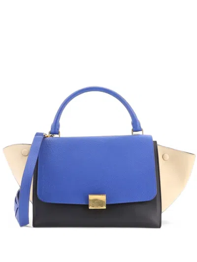 Pre-owned Celine Tricolor Trapeze Bag Leather Small Satchel In Black