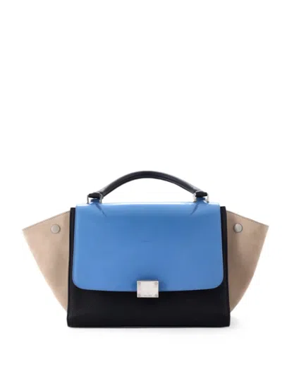 Pre-owned Celine Tricolor Trapeze Bag Leather Small Satchel In Blue