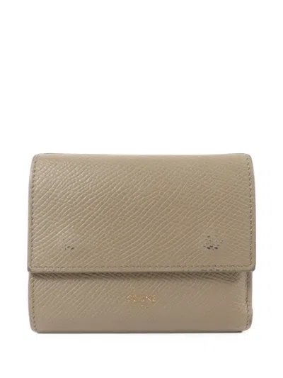Pre-owned Celine Tri-fold Leather Wallet In Grey