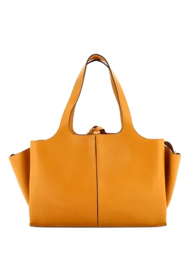Pre-owned Celine Tri-fold Smooth Calfskin Medium Shoulder Bag In Yellow