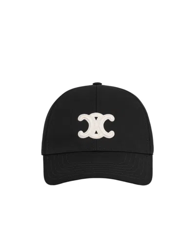 Celine Trimphe Baseball Cap In Black
