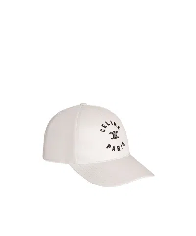 Celine Trimphe Baseball Cap In White