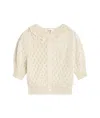 Celine Trimphe Embroidered Short Cardigan In Off White