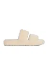 Celine Triomphe Shearling Fur Slides In Nude