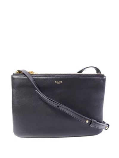 Pre-owned Celine Trio Calfskin Shoulder Bag In Black