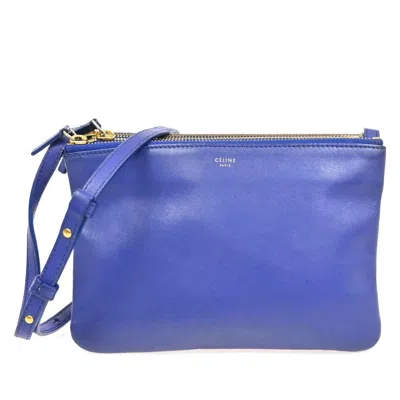 Pre-owned Celine Trio Crossbody Bag Leather Blue Leather Shoulder Bag Bag ()