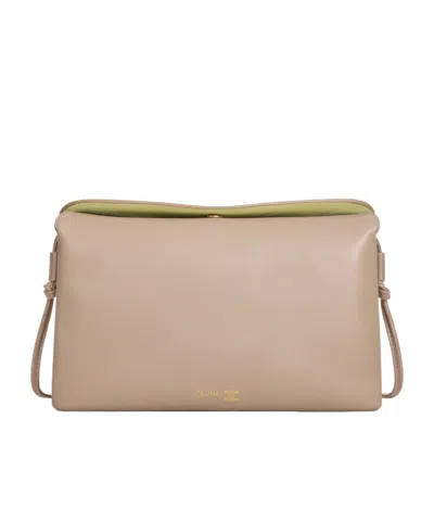 Celine Trio Flap In Smooth Lambskin In Neutral