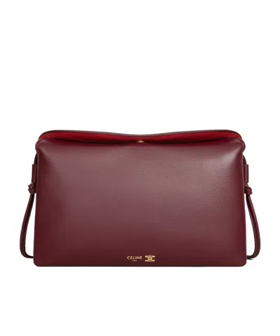 Celine Trio Flap In Smooth Lambskin In Burgundy