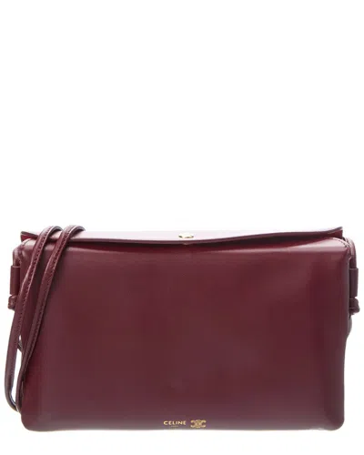 Celine Trio Flap Leather Shoulder Bag In Red