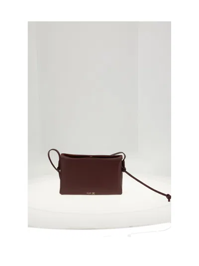 Celine Trio Flap Shoulder Bag In Brown