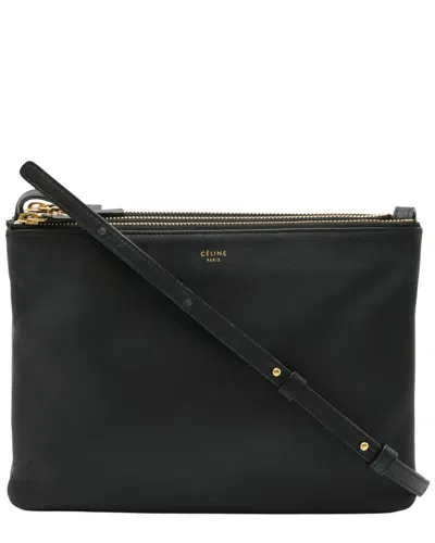 Celine Trio Large Leather Shoulder Bag Black (authentic Pre-loved)