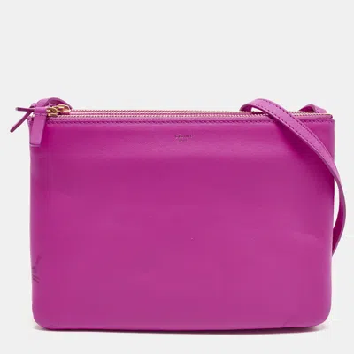 Pre-owned Celine Trio Large Pink Leather Crossbody Bag