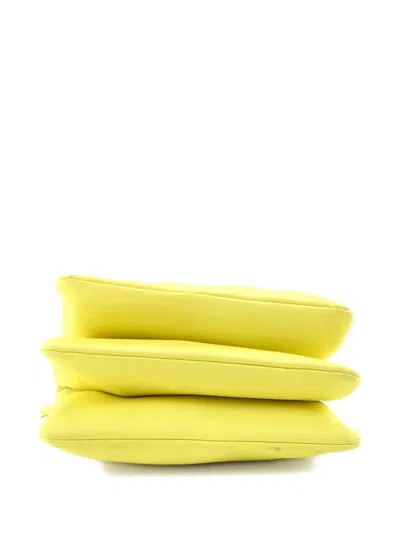 Pre-owned Celine Trio Leather Large Crossbody Bag In Yellow