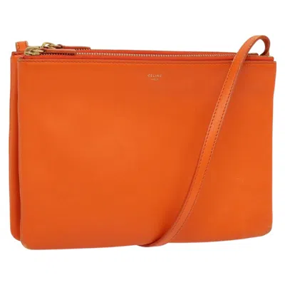 Pre-owned Celine Trio Leather Shoulder Bag () In Orange