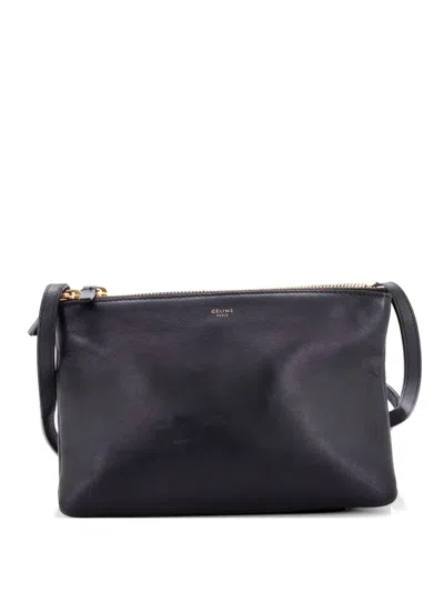 Pre-owned Celine Trio Leather Small Crossbody Bag In Black