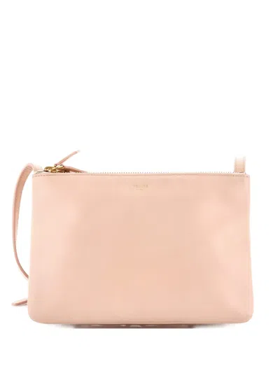Pre-owned Celine Trio Leather Small Crossbody Bag In Neutral