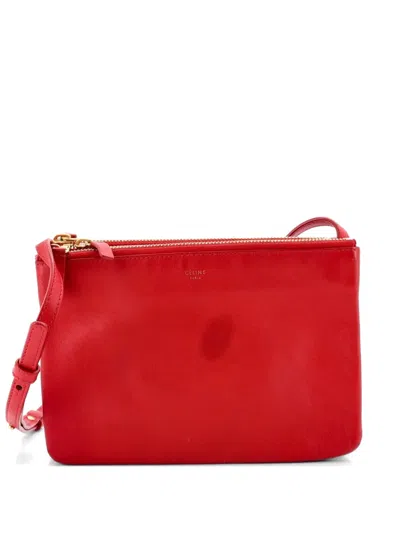 Pre-owned Celine Trio Leather Small Crossbody Bag In Red