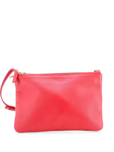 Pre-owned Celine Trio Leather Small Crossbody Bag In Red