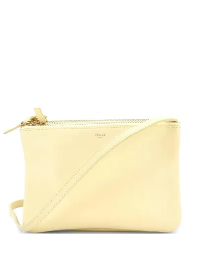 Pre-owned Celine Trio Leather Small Crossbody Bag In Yellow
