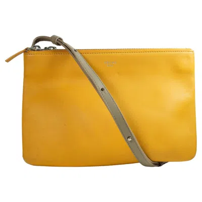 Pre-owned Celine Trio Neutral Multitone Colors Soft Leather Crossbody Bag In Orange