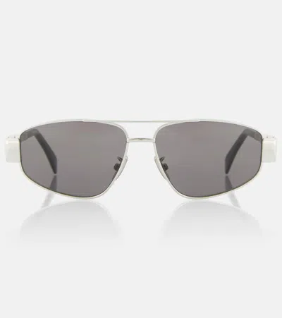 Celine Triomphe Aviator Sunglasses In Metallic