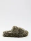 Celine Triomphe 05 Fur Shearling Slides In Green