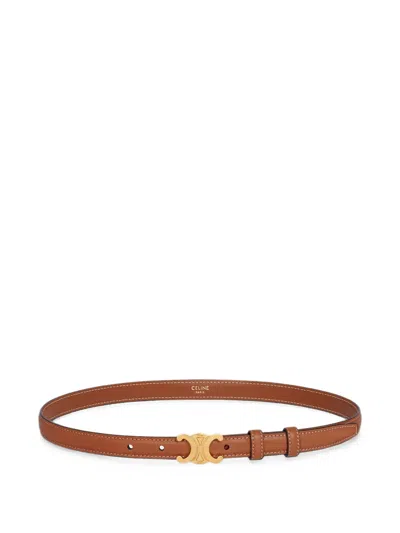 Celine Triomphe 18mm Leather Belt In Brown