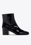 Celine Women Patent Leather Boots With Engraved Triomphe Logo In Black