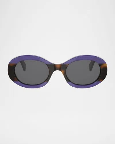 Celine Triomphe Oval-frame Acetate Sunglasses In Purple