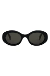 Celine Triomphe 52mm Oval Sunglasses In Black/ Smoke