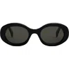Celine Triomphe Logo Oval Acetate Sunglasses In Black/smoke