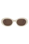 Celine Triomphe 52mm Oval Sunglasses In Ivory/brown