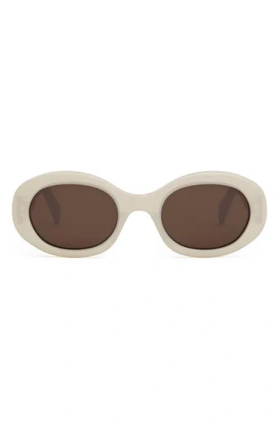 Celine Triomphe 52mm Oval Sunglasses In Ivory/brown