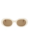 Celine Triomphe Cl40194u 24e Oval Sunglasses In Off White/ Brown