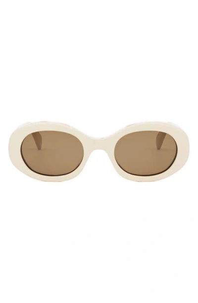 Celine Triomphe Cl40194u 24e Oval Sunglasses In Off White/ Brown